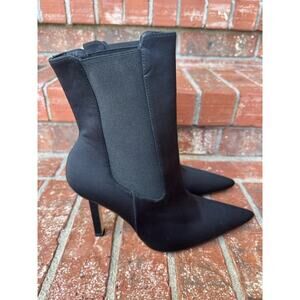 Good American Pointed Toe Chelsea Heeled Bootie 8 Black Neoprene Stiletto NWOT